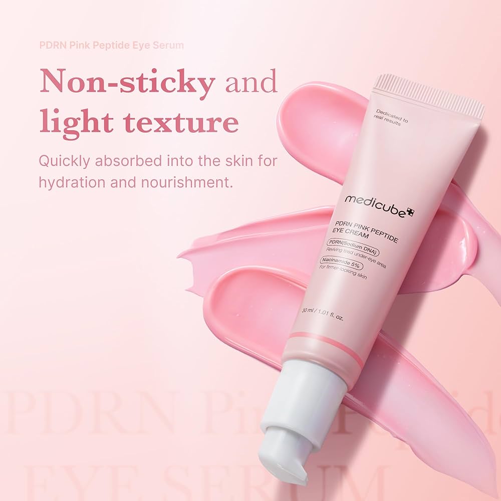 MediCube PDRN Pink Peptide Eye Cream — کرم دور چشم پپتید صورتی برای کاهش چروک و تیرگی زیر چشم