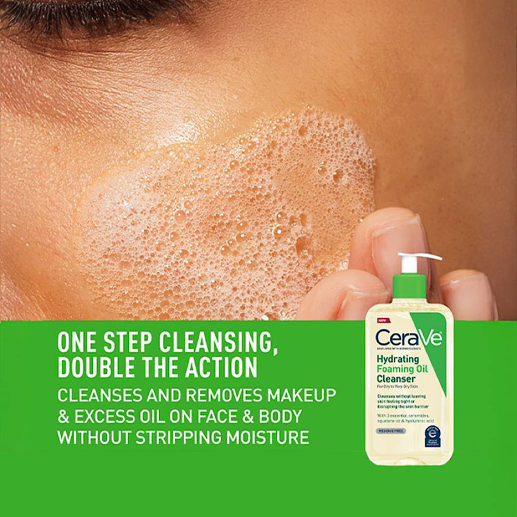 CeraVe Hydrating Foaming Oil Cleanser — شوینده روغنی فومی سراوی برای پاکسازی ملایم و مرطوبکنندگی پوست