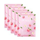 ماسک صورت بایو آکوا مدل peach با مواد مرطوبکننده، تنظیمکننده چربی، جوانکننده، روشنکننده و ضد پیری بسته 5 عددی وزن 30 گرم