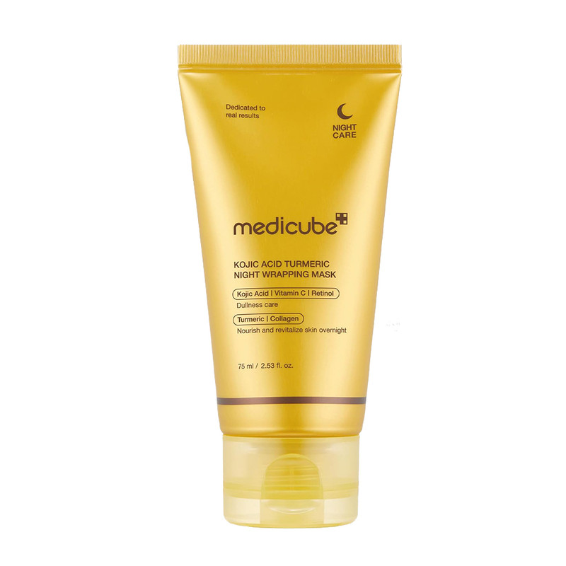 ماسک صورت مدیکیوب مدل KOJIC ACID TURMERIC NIGHT WRAPPING مناسب برای انواع پوست حجم 75 میلی لیتر