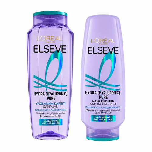 شامپو و نرم کننده مو لورآل مدل Hydra Hyaluronic Pure مناسب موهای چرب حجم 300 میلیلیتر بسته 2 عددی