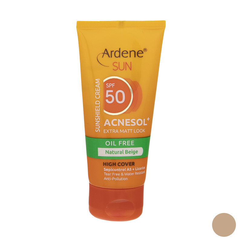 ضدآفتاب رنگی آردن سان Acnesol SPF50 فاقد چربی بژ طبیعی